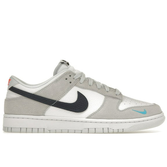 Nike Men's Dunk Low White Grey Navy Aqua Mini Swoosh Shoes, from StockX