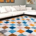 thumbnail image 5 of SARAG Checkered Rug 5x7ft For Living Room, Multicolor Modern Shag Rug Super Soft Washable Indoor Fuzzy Carpet Non-Slip Fluffy Rugs For Bedroom Home Aesthetic Decor, 5 of 9