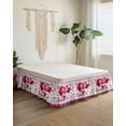 thumbnail image 2 of Valentine's Day Bed Skirt Queen Size 18 Inch Drop, Love Bow Heart Pink Patchwork Wood Grain Adjustable Elastic Dust Ruffles Bedskirt for Queen Bed Wrap Around Pleated Mattress Frame Cover, 2 of 9