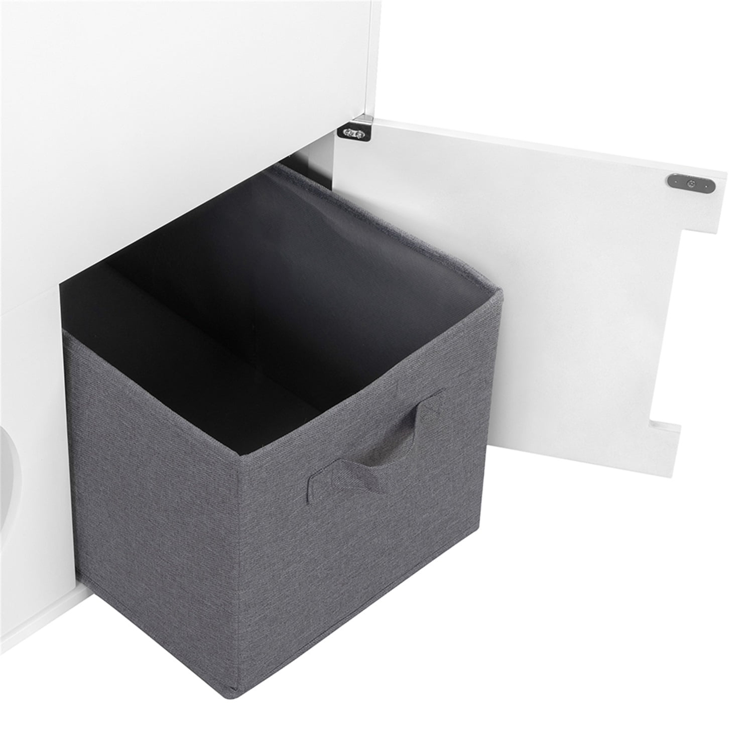 Pefilos 2-Tier Functional Wood Cat Washroom Litter Box Cover, Cat Litter Cabinet for Indoor with Multiple Vents, Cat Toilet Round Entrance, Openable Door, White Pefilos 2-Tier Functional Wood Cat Washroom Litter Box Cover, Cat Litter Cabinet for Indoor with Multiple Vents, Cat Toilet Round Entrance, Openable Door, White