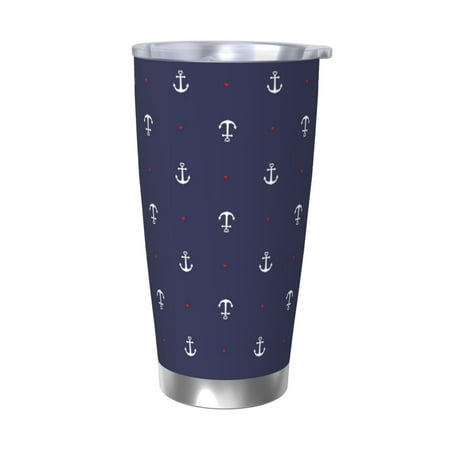 

Uemuo Anchors Heart Blue Print Travel Coffee Mug 20oz Double-walled Car Cup Stainless Steel Insulated Tumbler Leak-proof Travel Cup Reusable Straw Car Cup-Without Straw