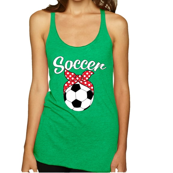 Wild Bobby, Cute Soccer Mom Ribbon Soccer Ball Gift Sports, Mother's Day, Women Tri-Blend Racerback Tank Top, Envy, Small