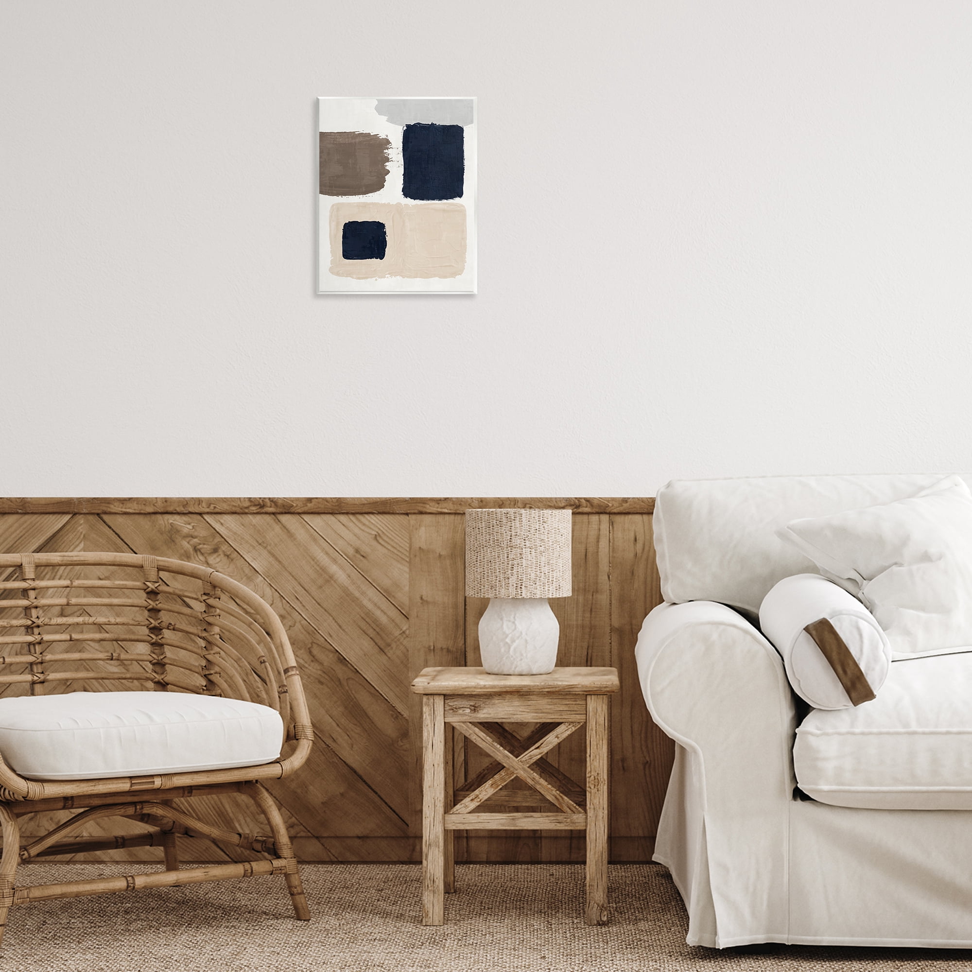 Stupell Industries Neutral Blocked Shapes Abstract Painting Unframed Art Print Wall Art, 11 x 14