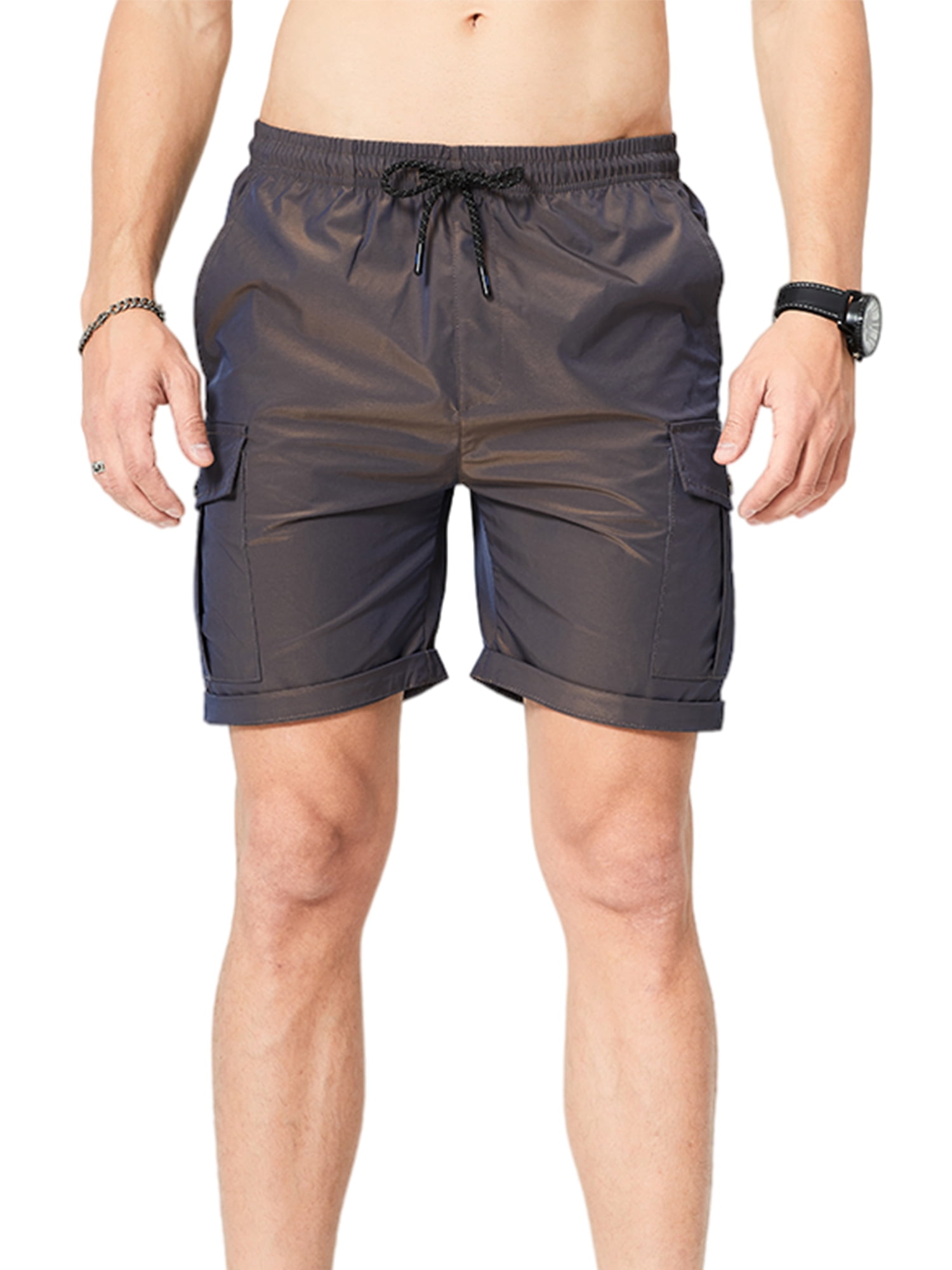 MAWCLOS Summer Mens Cargo Shorts Drawstring Elastic Waist Relaxed Fit