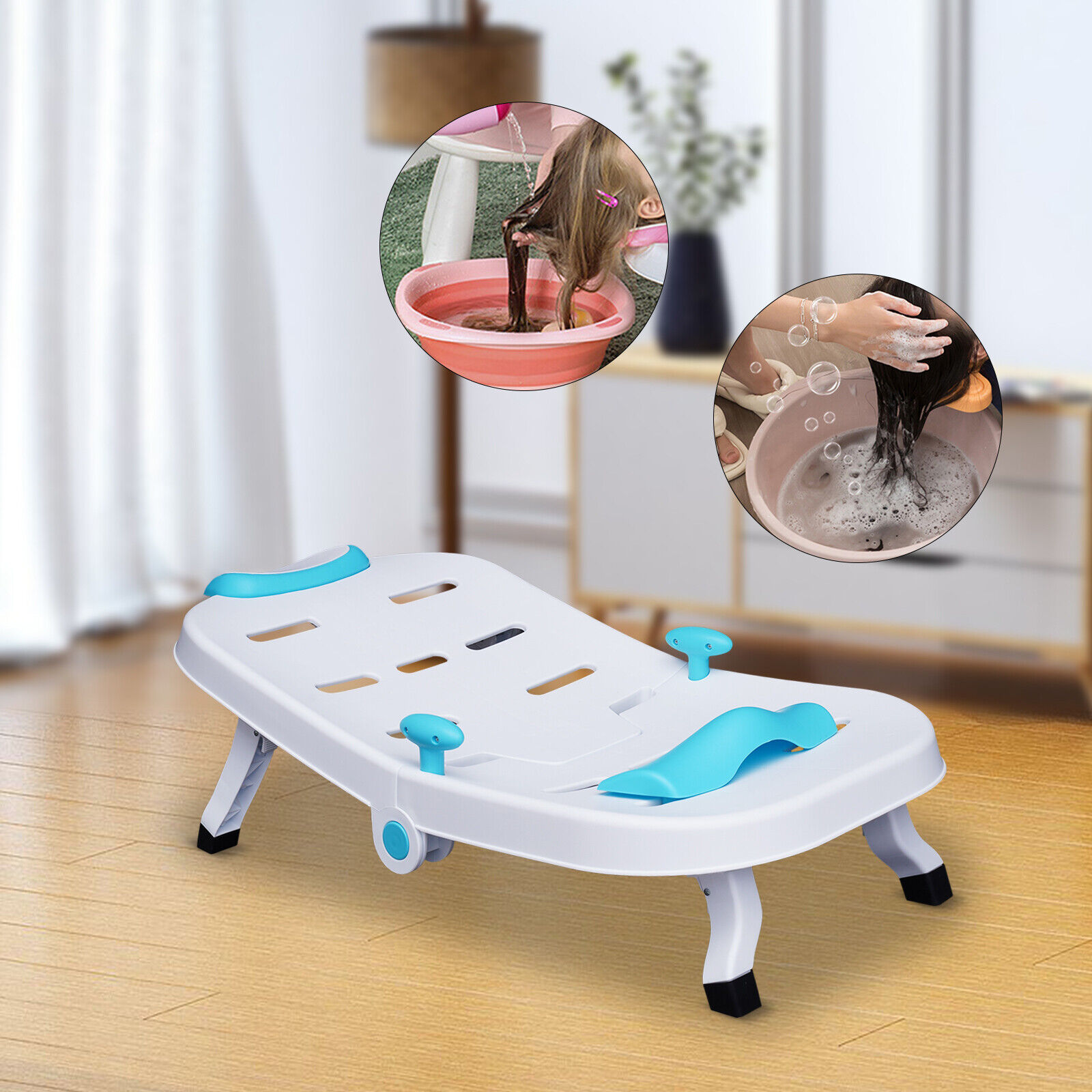 Toddler Kids Hair Washing Chair Salon Seat Foldable Baby Shampoo Bath