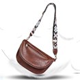 thumbnail image 1 of Bolso bandolera a la moda para mujer, bolsos de viaje informales de cuero PU de color sólido (marrón oscuro), 1 of 8