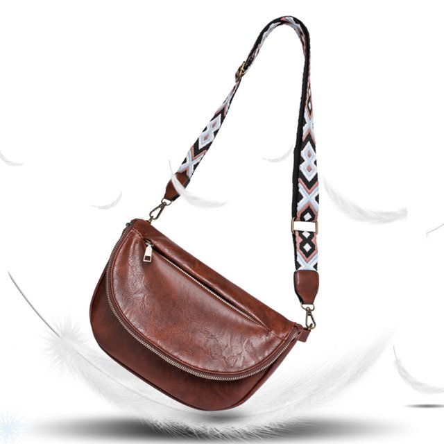 Bolso bandolera a la moda para mujer, bolsos de viaje informales de cuero PU de color sólido (marrón oscuro)