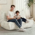 thumbnail image 4 of Congermom Bean Bag Chair, Giant Bean Bag Chairs for Adults, Loveseat Fireside Chair, 2 Seater Lazy Bean Bag Sofa Memory Foam Couch for Living Room, Bedroom, Office (Beige), 4 of 5