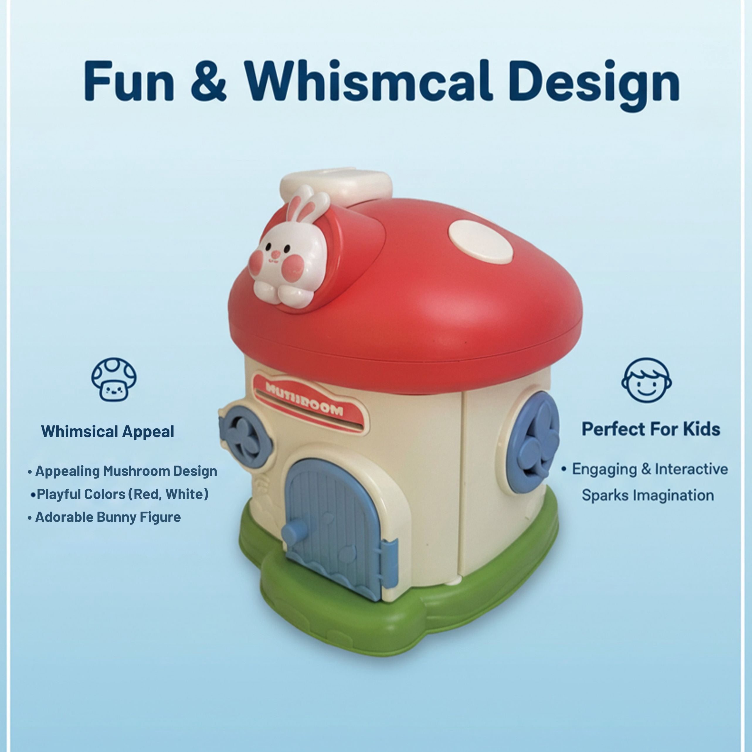 Mushroom House Piggy Bank with Lock and 2 Keys – Cute Coin Bank for Kids, Decorative Savings Money Box