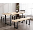 thumbnail image 4 of Wooden Dining Bench 60”  Table Benches, Seating Chair Rustic Indoor Benches, Mid Century Kitchen Bench with Metal Legs, Light Oak, 4 of 14