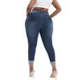thumbnail image 3 of Gocolloa Womens Plus Size Capri Jeans Stretchy High Waisted Skinny Denim Capris Pants Royal Blue 18W, 3 of 6