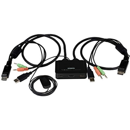 StarTech 2-Port USB HDMI Cable KVM Switch with Audio and Remote Switch, USB-Powered