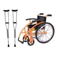 thumbnail image 2 of Modelo de silla de ruedas con muletas,Casa de muñecas de juego de simulación con muletas y modelo de silla de ruedas,Juguetes de simulación de silla de ruedas de recuperación Naranja, 2 of 8
