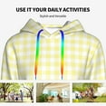 thumbnail image 4 of Lsque Lemon Yellow Checkboard Pattern Casual Women's Hoodie,Hooded Sweatshirt with Kangaroo Pocket,Pullover Hoodie with Eye-catching Drawstrings-XX-Large, 4 of 7