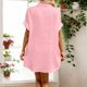 thumbnail image 3 of Vestido con cuello en V y botones para mujer - con bolsillos, informal/trabajo/fiesta, poliéster, verano/otoño, S-XXXL, 3 of 6