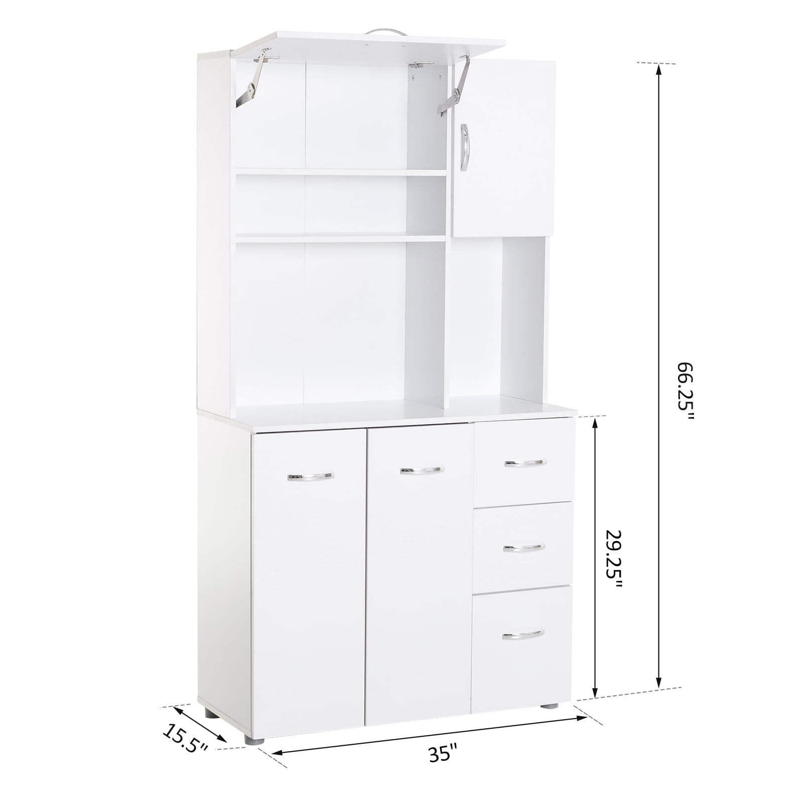 Homcom 66 Wood Kitchen Pantry Storage Cabinet Microwave Hutch With 4 Large Cabinets Sleek Modern Design White Walmart Com Walmart Com