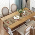 thumbnail image 4 of Vintage Bird Table Runner, Winter Cardinal Chickadee Berry Scarf Home Kitchen Red Black Buffalo Plaid Check Decor, Christmas Farmhouse Burlap Dining Decoration Holiday Party Supply 13X72in, 4 of 5