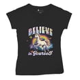 thumbnail image 5 of Believe in Yourself Unicorn Women's V-Neck T-shirt Colorful Rainbow Magical Pony, 5 of 7