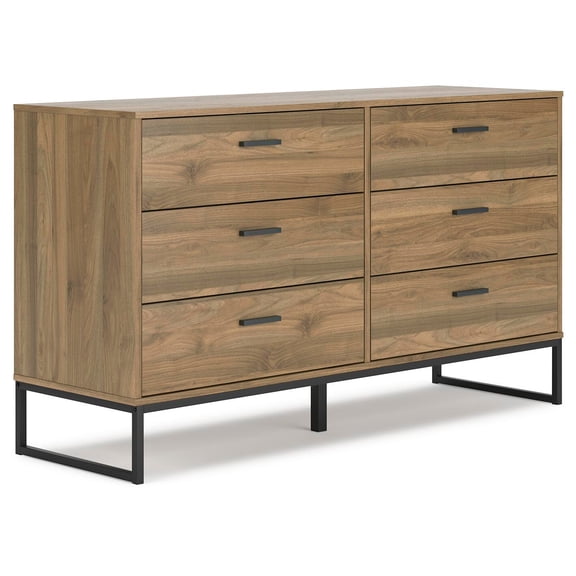 Signature Design by Ashley Deanlow 6 Drawer Dresser, Honey Brown
