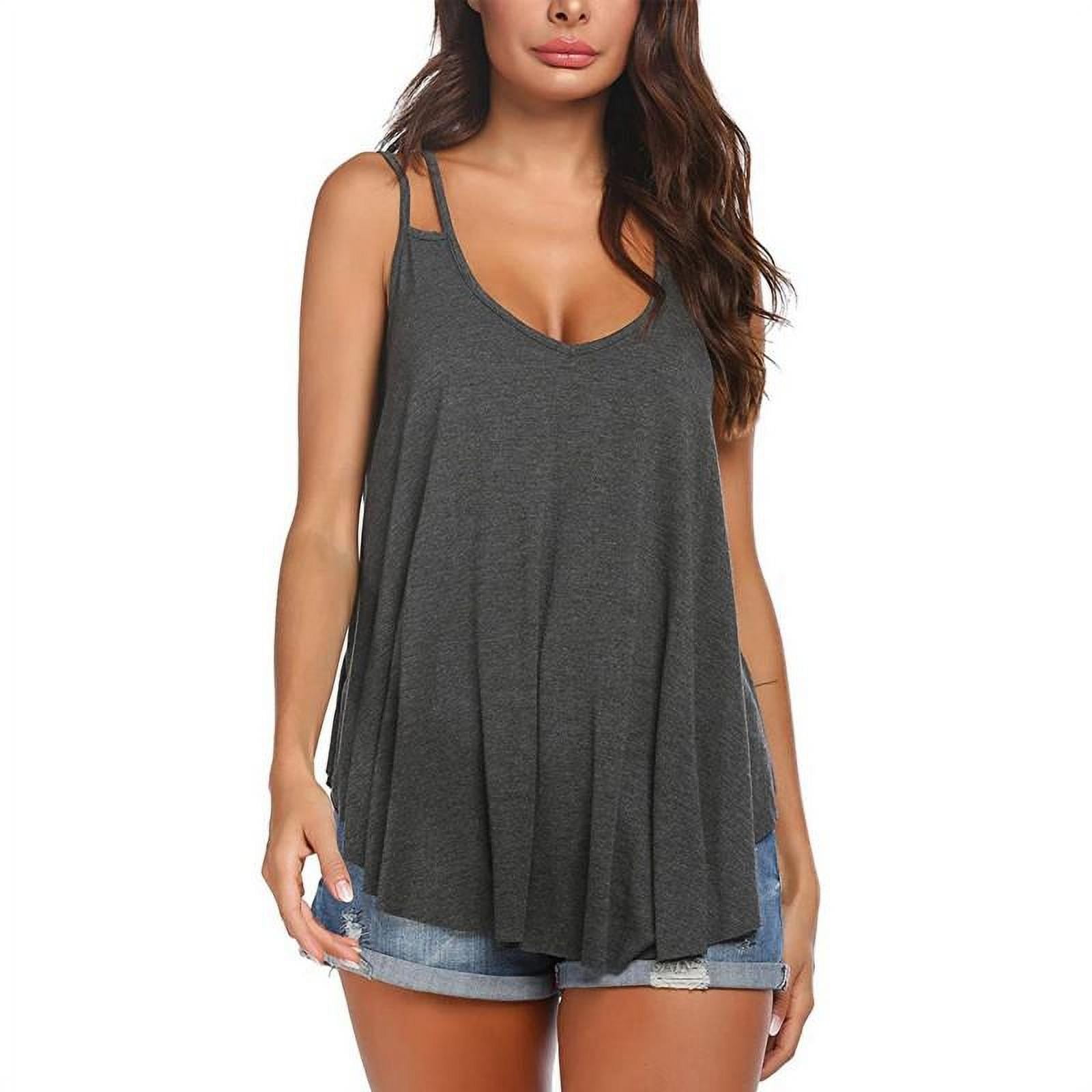 Womens Ladies New Camisole  Plain Strappy Swing Vest Top Flared Sleeveless*hanky 