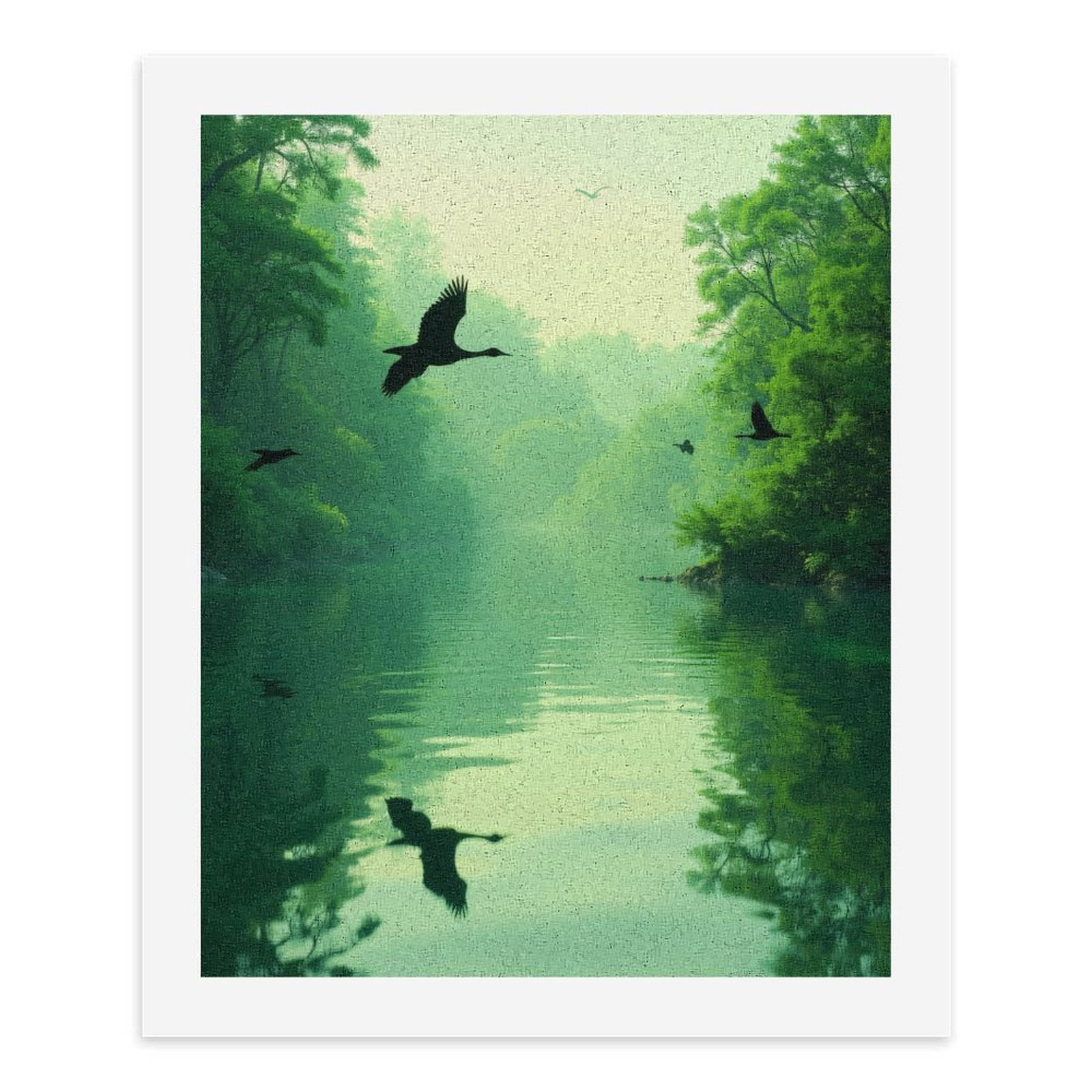 Paint By Numbers Kit for Adults Beginner - Tranquil River Birds Forest Reflections DIY Canvas Painting Kits for Adults, Frameless Paint By Number for Adults for Home Wall Decor 16x20 Inch