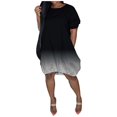 thumbnail image 1 of Robes Décontractées Grande Taille pour Femmes Manches Courtes Mi-Longues Dégradé Été, 1 of 6