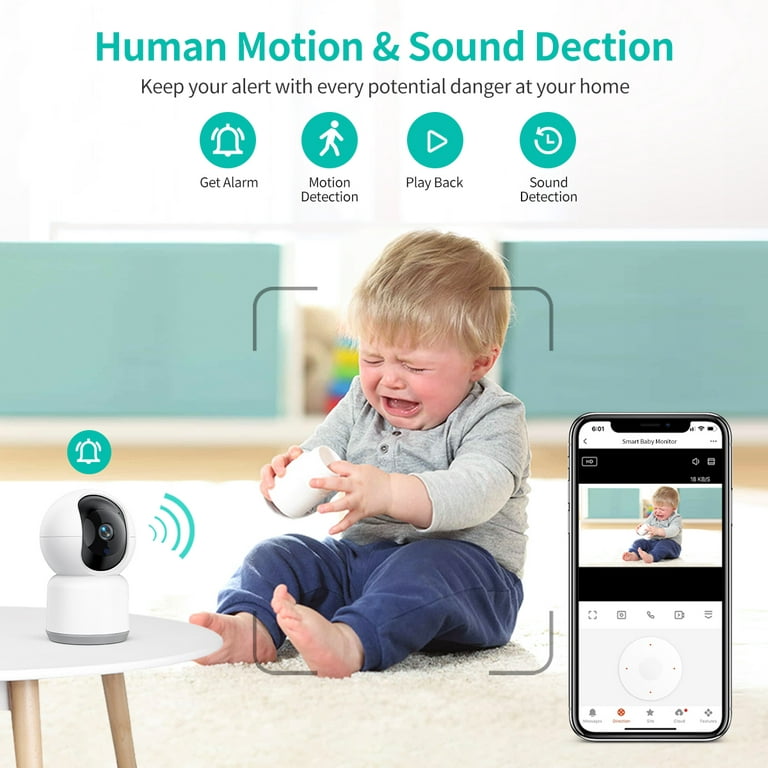 TKMARS Babyphone Caméra Bébé Surveillance sans WiFi Baby Phone