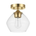 thumbnail image 1 of Harrow 1-Light Semi-Flush Mount Ceiling Lighting, Matte Brass, Clear Glass Shade, 1 of 9