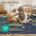 thumbnail image 2 of ODIKA 4'x6' Blue Beige Elegance with Floral Serenity Washable Area Rug Graceful Lotus and Blossom Streams Design for Dorm Room, Small Living Stain Resistant Low Profile, Easy Care, 2 of 5