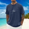 thumbnail image 2 of Mens T Shirts with Pockets Quarter Sleeve Big and Tall T Shirts Loungewear Loose Fit Gradient Boat Neck Casual Beach Basic Tee, 2 of 5