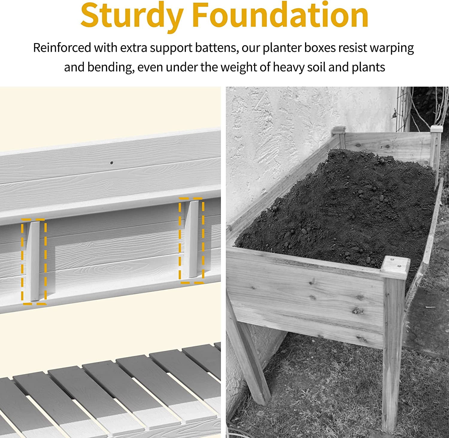 Dextrus 48in Poly Wood Raised Garden Bed With Storage Shelf - White