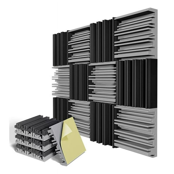 12 Pack Self-Adhesive Sound Proof Foam Panels,12 x 2 Inches Acoustic Foam,for Wall,Home,Studio