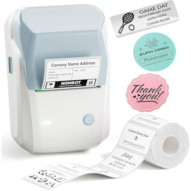 Máquina etiquetadora NIIMBOT B1 con cinta, impresora térmica de etiquetas fácil de usar para oficina, hogar y negocios, etiquetadora de 2 pulgadas con etiquetas de 2'' x 1,18'' - 230 unidades/rollo