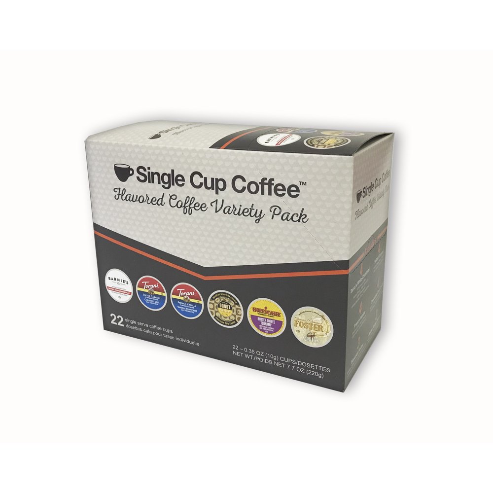 Single Cup Coffee Flavored Coffee Variety Pack, 22 Count