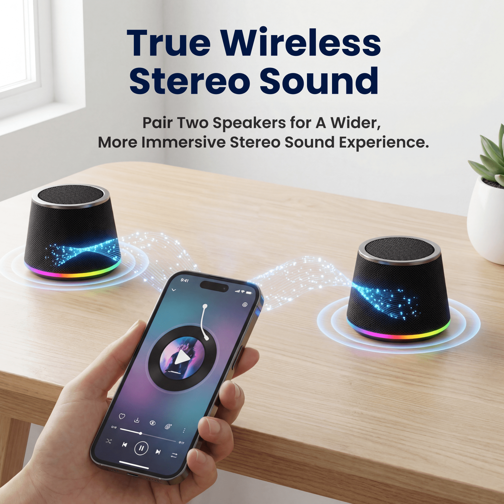 Portable Bluetooth Speaker, Magnetic Bluetooth Speaker with 9 RGB Lights, TWS Wireless, IPX5 Waterproof – Tech Gadgets for Teen Boys Men Women, Perfect for Desk/Outdoor/Party/Kitchen