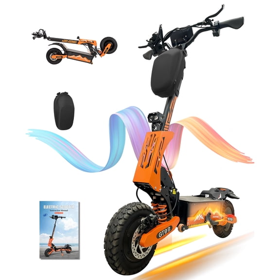 GT08 Electric Scooter for Adults, 60V27AH,Dual Motor Commuter with 40 Miles Range, Dual Brake System, Shock Absorption, 11" Vacuum Off-Road Tires, Folding E-Scooter Detachable Seat