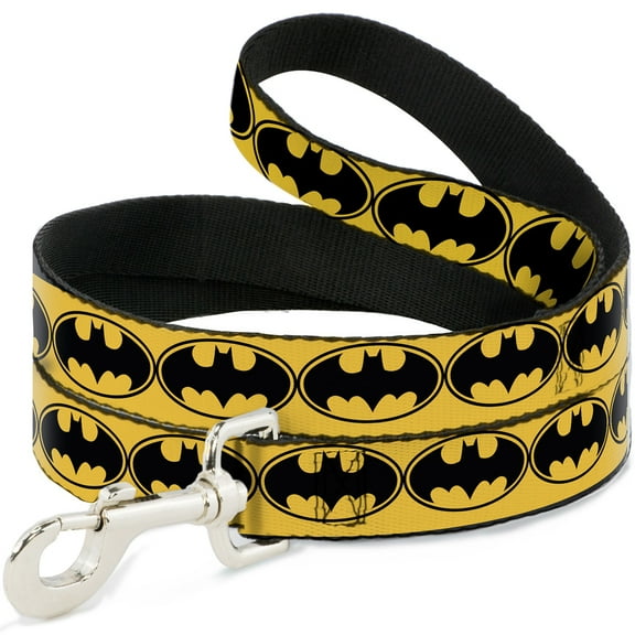 DC Comics Pet Leash, Dog Leash, Bat Signal Yellow Black Yellow, 6 Feet Long 1.0 Inch Wide