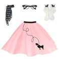 thumbnail image 6 of Hip Hop 50's Shop 1950s Adult 4 Piece Poodle Skirt Costume Outfit for Women with Accessories (glasses, socks, scarf) (XSmall/Small Light Pink Polka Dot), 6 of 7