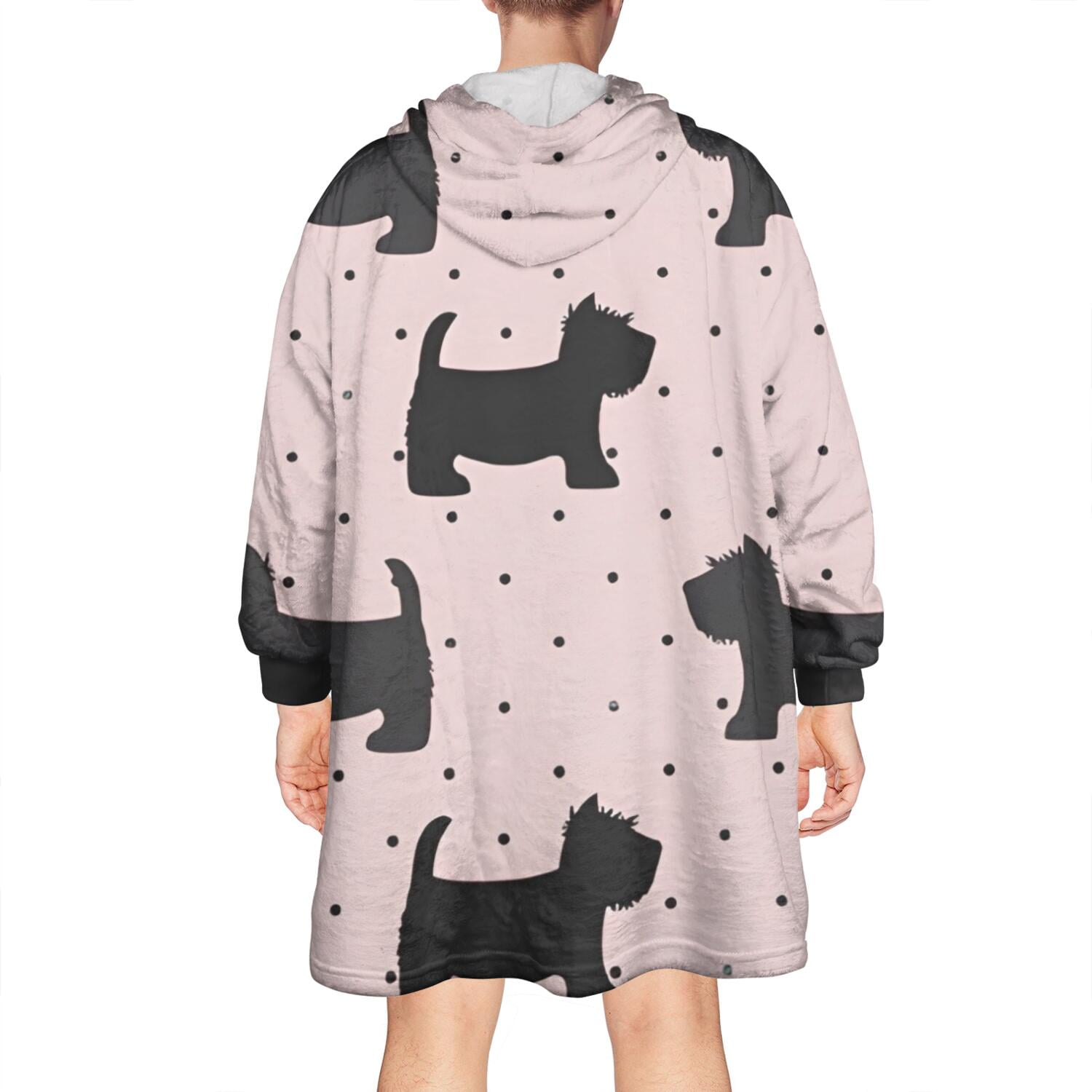 Scottish Terrier Wearable Oversized Blanket,Wearable Blanket Hoodie for Adults,Cozy Hooded Blankets with Super Pockets,Super Warm Fuzzy Pullover for Women & Men