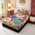 thumbnail image 2 of Erosebridal Purple Paisley Floral Zipper Queen Comforter Set with Fitted Sheet and 2 Pillowcases,Colorful Floral Motif Zipper Bedding Set,Black Reversible,4pcs, 2 of 7