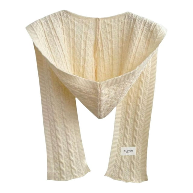 Capa de bufanda de punto con capucha, cómoda bufanda con capucha para citas, esquí y invierno. albaricoque