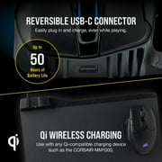 Corsair DARK CORE RGB PRO SE Wireless FPS/MOBA Gaming Mouse with SLIPSTREAM Technology, Black, Backlit RGB LED, 18000 DPI, Optical, Qi wireless charging certified