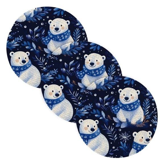 BZSMCE Mats for Pots,Pans Place Polar Bears in Blue Scarf Simple Style Pattern Pot Mats