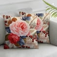 thumbnail image 2 of Heduofu  Red Plant Floral Throw Pillow Covers,Pink Flowers Autumn Flowers Decorative Pillow Covers Digital Printing Blended Fabric for Couch Sofa Bed Invisible White, 2 of 6
