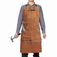thumbnail image 1 of Leather Carpentry Apron, Work Apron With 6 Tool Pockets, Welder Apron For Men Women, Heat Resistant Flame Retardant Workshop, 1 of 5