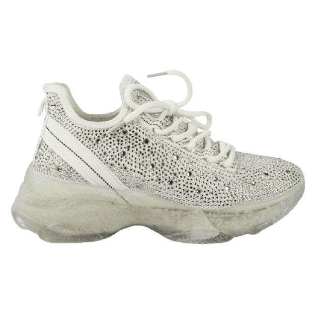 Tenis Sneakers con Brillos Casual para Dama Hanna MX Genova White