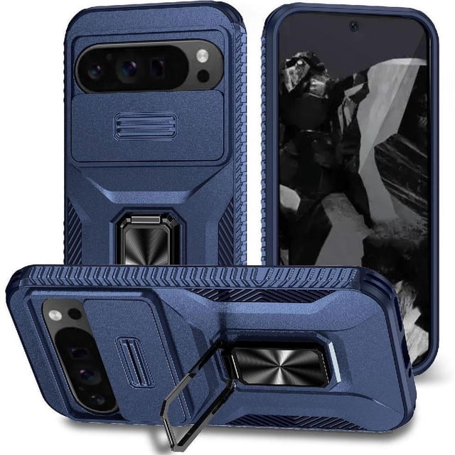 Funda para GANGXUN Google Pixel 9 Pro XL - Soporte metálico, Función magnética, Azul