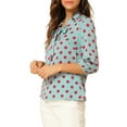 thumbnail image 4 of INSPIRE CHIC Blouse pour Femme à Imprimé, Poignets Élastiques, Col Noué, L Bleu Lac, 4 of 8