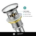 thumbnail image 3 of Fine Fixtures Pop Up Drain With Strainer Basket in Satin Nickel, 3 of 7
