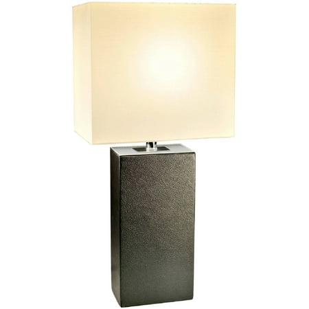 Acrylic Modern Table Lamp - Elegant Designs Modern Leather Table Lamp with White Fabric Shade